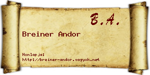 Breiner Andor névjegykártya